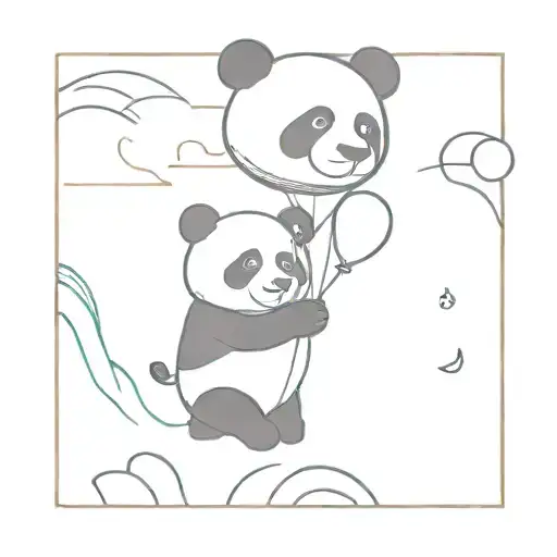 Panda Giving A Baloon Flooting