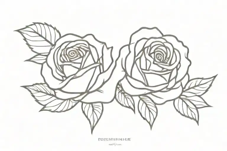 Linear Tattoo Rose With The Word ''Perseverance''