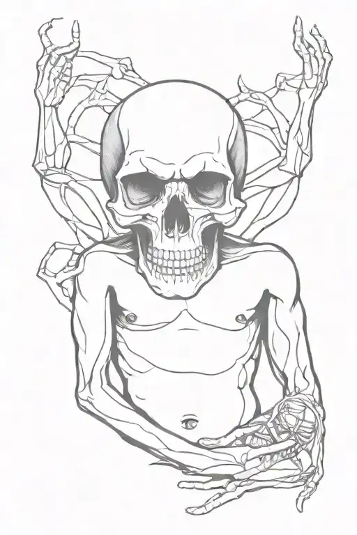 Skull Arms Hug Belly Wrapped