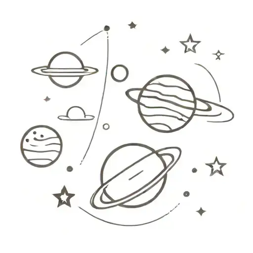 Cartoon Style Planets And Stars
