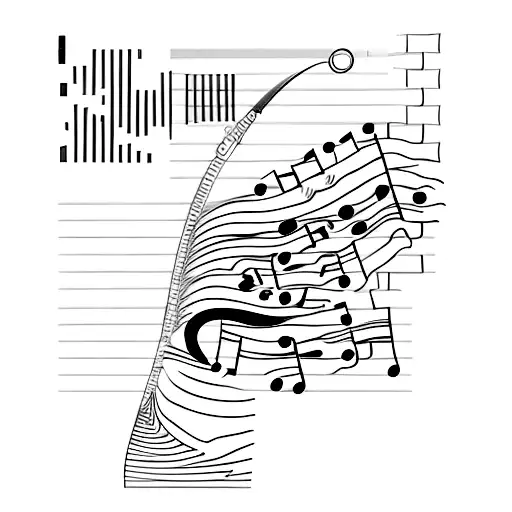 A Minimalist Tattoo Design Of A Piano Key With A Horse Silhouette Integrated Into The Key