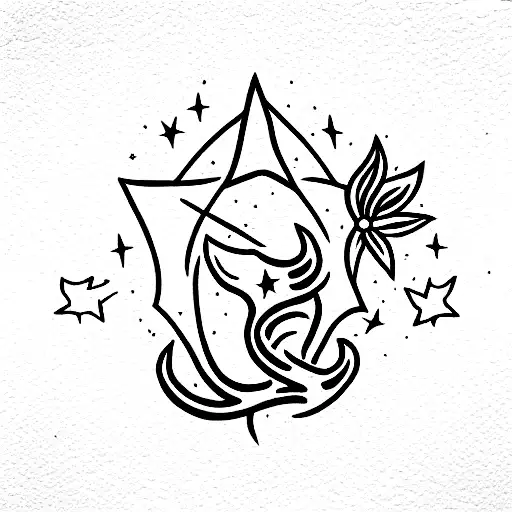 Dagger With Stars And Flowers And Dragons And Book Around