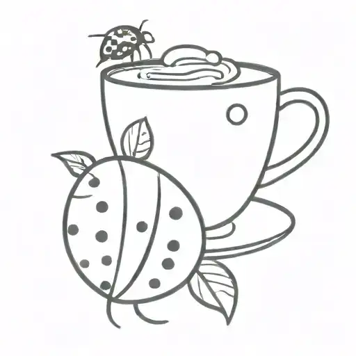 A Minimalist Coffee Cup With A Ladybug Perched On Top