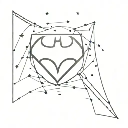 Batman And Superman Symbol Intertwined And Made With Stars Like A Constellation