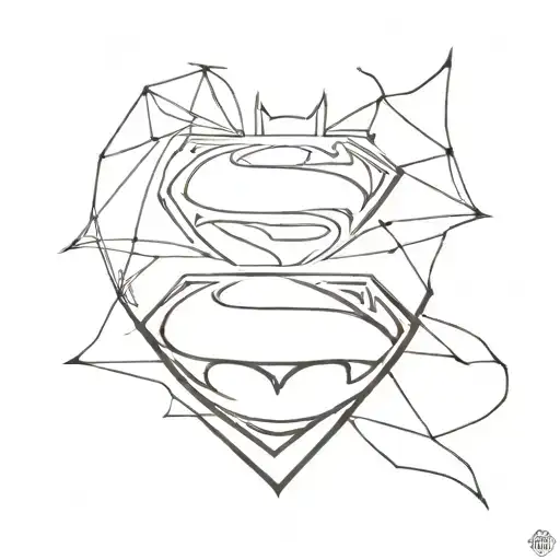 Batman And Superman Symbol Intertwined And Made Entirely Of Intricate
