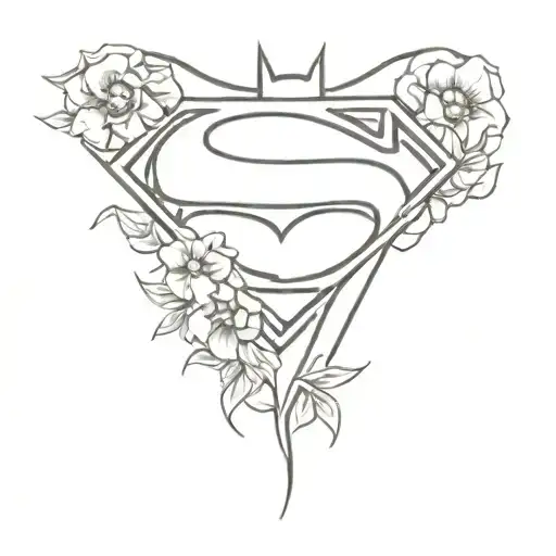 Batman And Superman Symbol Intertwined And Made Entirely Of Flowers