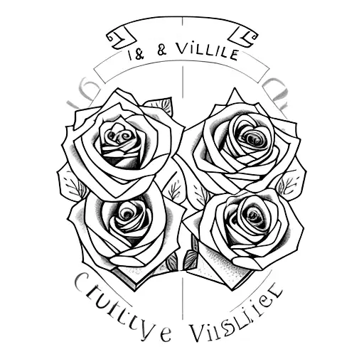 Rose And Violet Intertwined With The Names Maisie And Darcie On The Stems