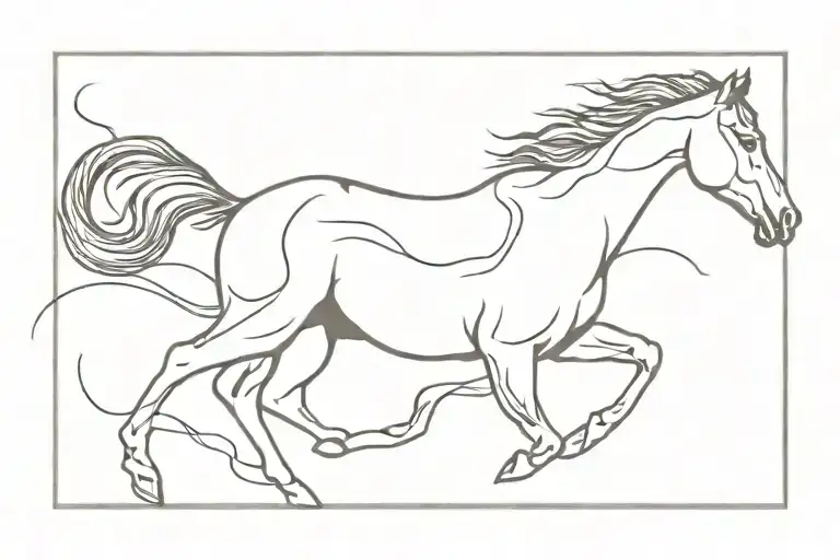 Fine Line Horse Galloping