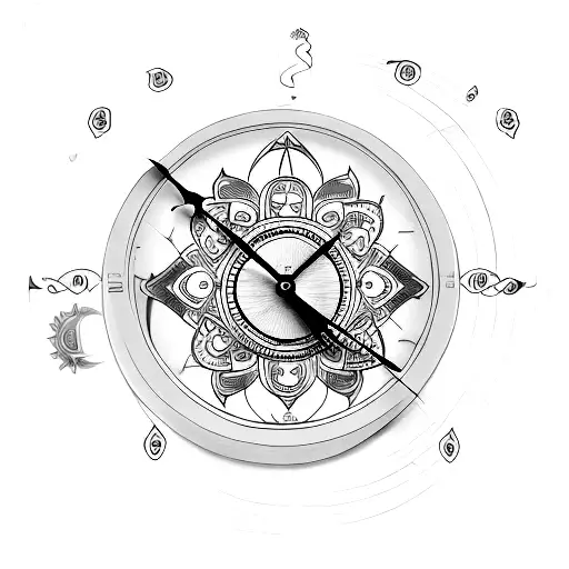 Inverted Clock With Alchemy Symbols