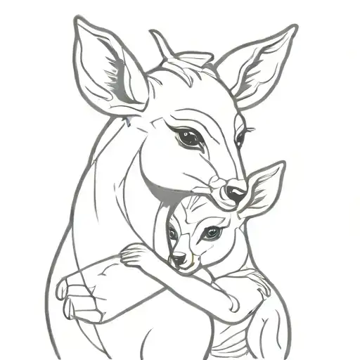 Bambi With Mother Embracing Her