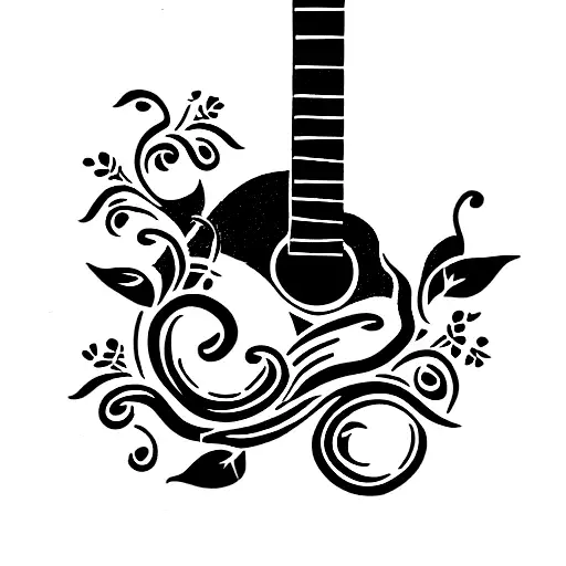 Guitar With Vines And Flowers