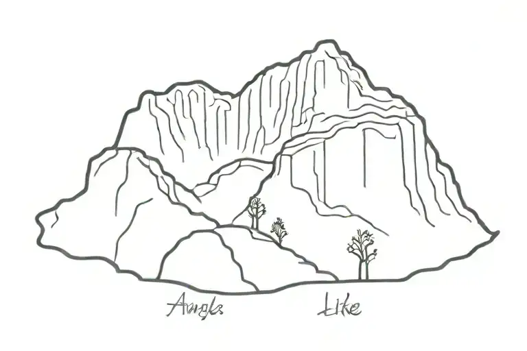 Angels Landing Hike In Utah Mountain Outline