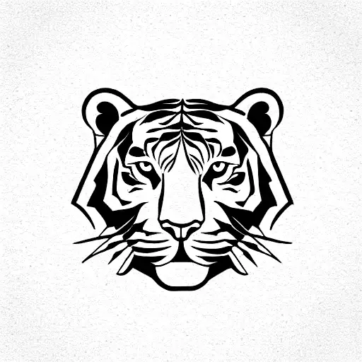 Half Face Of A Tiger With Binary Digits