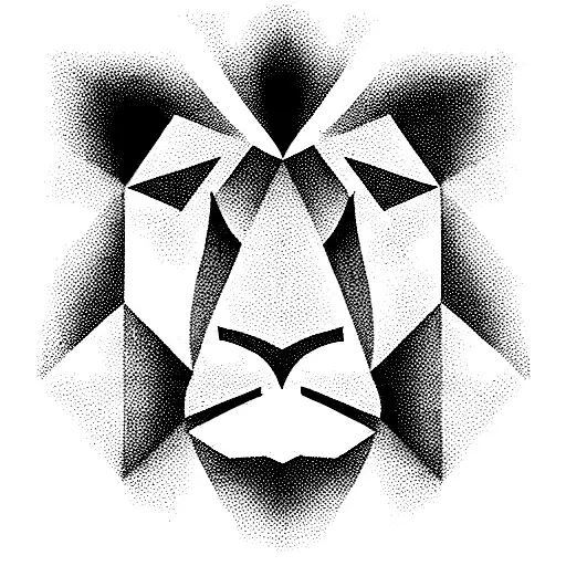 Half Of A Lion Face In Lines And Triangles Breaking Off In Binary Digits