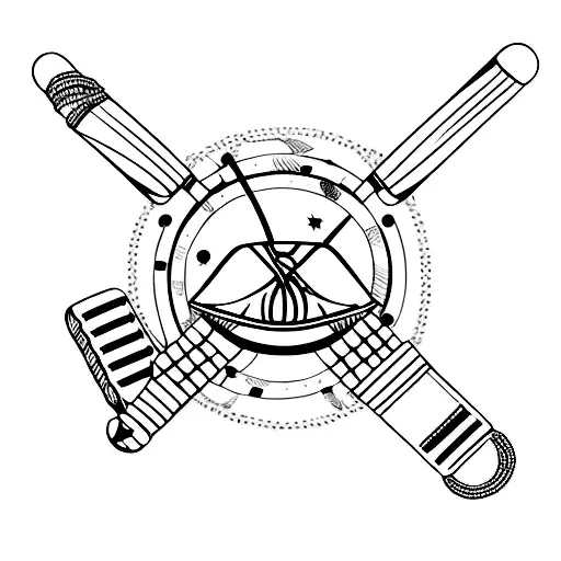A Cricket Bat And Ball Intertwined With Motorcycle Chains
