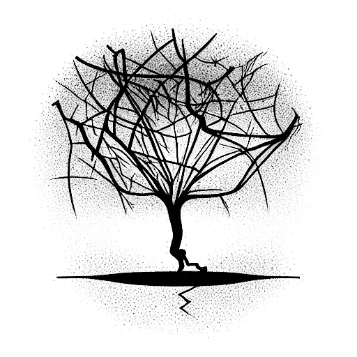A Branching Tree Inside A Man Which Is Sufficating The Man
