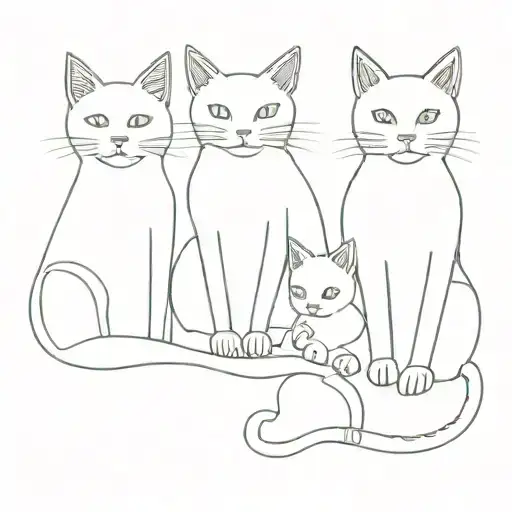 Two Cats And A Dog Sitting Together