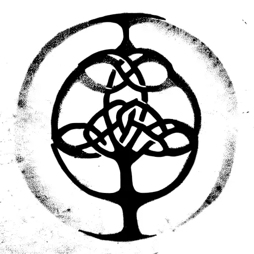 Wolf And A Celtic Knot Tree