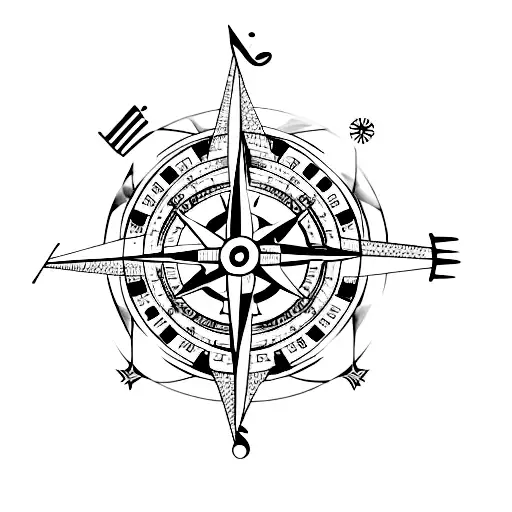 A Compass Rose With Music Notes As The Directional Arrows