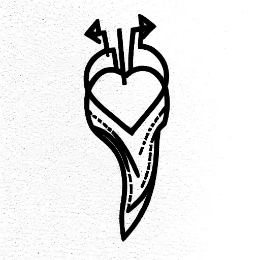 Anatomically Correct Heart With An Broadhead Arrow Piercing It