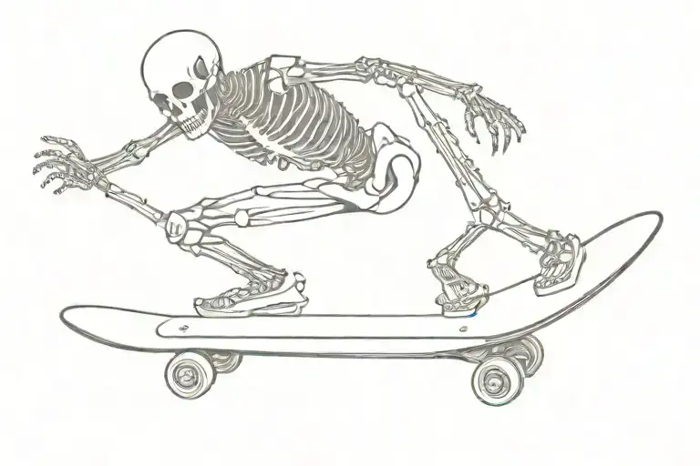 Skeleton Riding A Skate Board