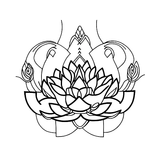 Lotus With Snakes In Rectangular Shape
