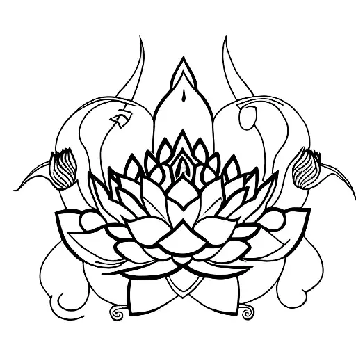 Lotus With Snakes In Rectangular Shape