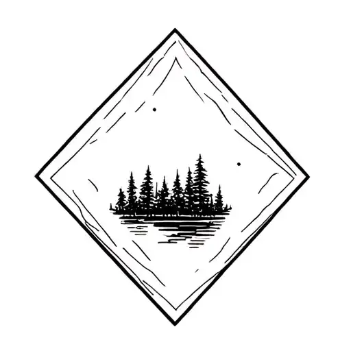 Forest Landscape Inside A Diamond Shape