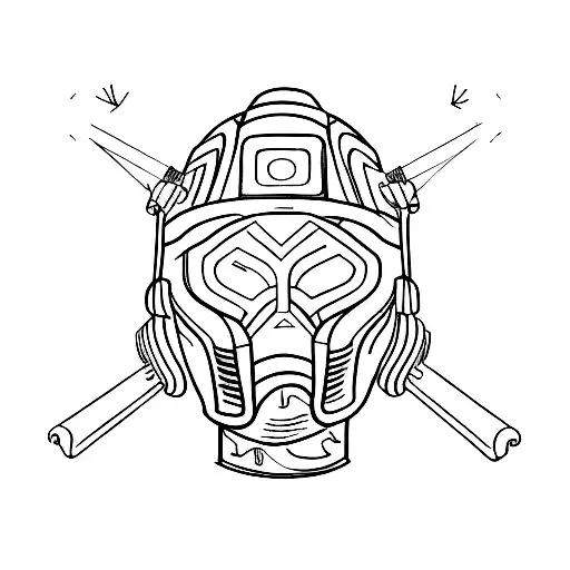 A Minimalist Design Of A Sabre Fencing Mask With A Subtle Squad Symbol Incorporated Into The Design