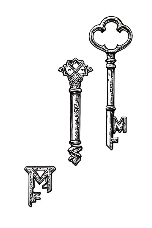 Old Key With Letters Mg