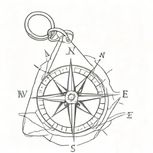 A Minimalist Outline Of A Compass With Fine Lines On Your Ankle