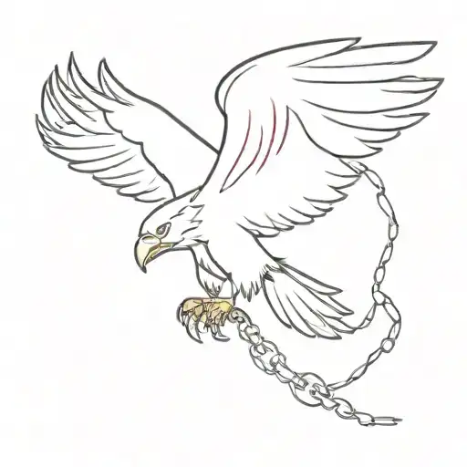 Eagle Braking A Chain Attached To The Floor And Fly Away