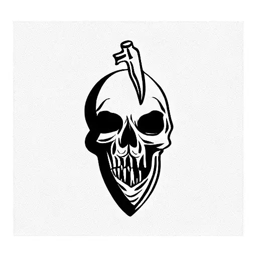 Skull With A Knife In Teeth