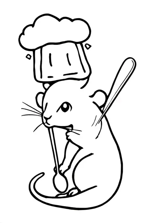 Sweet Rat Ratatuy With A Spoon And In A Cook Cap