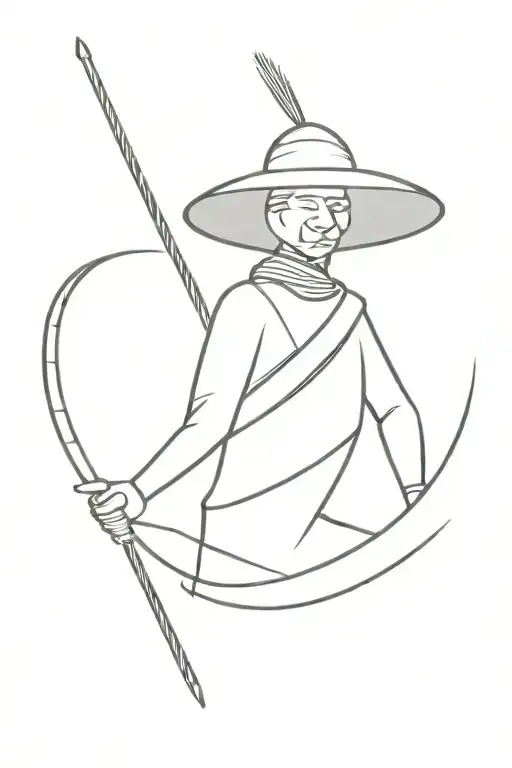 Basotho Warrior With A Spear And Straw Hat