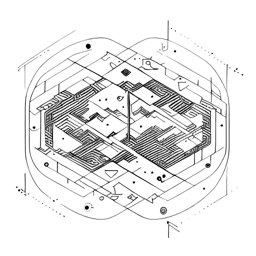 An Abstract Design Incorporating Y2k Elements Like Glitch Effects And Retro Tech Symbols