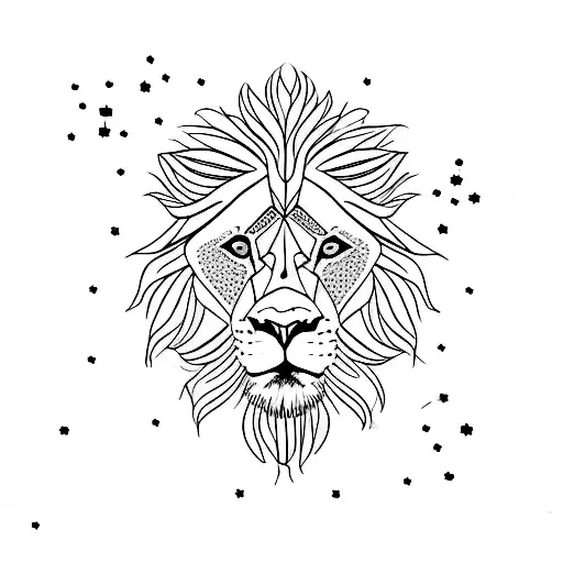 A Lion Silhouette Filled With Intricate Constellation Details