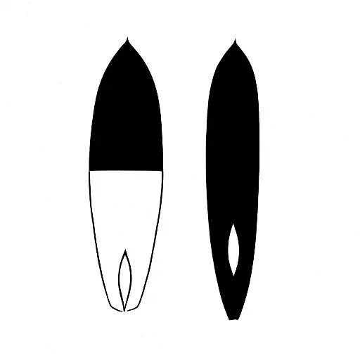 Black And White Horizontal Surfboard With 2 Fins