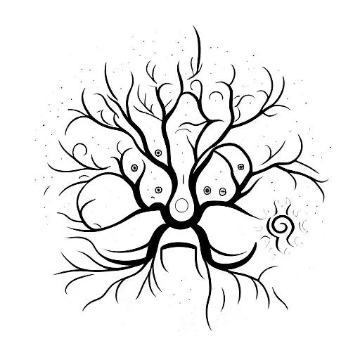 A Celestial Tree Of Life With Roots Reaching Into Space And Branches Adorned With Galaxies