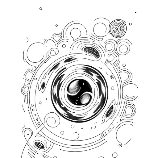 A Space-themed Sleeve Tattoo Featuring A Pulsar At The Center Of A Swirling Galaxy