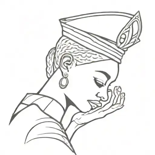 African Queen Holding Her Son While Fixing The Crown On His Head