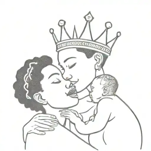 African Queen Placing A Crown On Her Baby Sons Head While She Is Holding Him