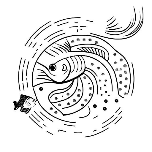 Red Horse With Red Fish Around