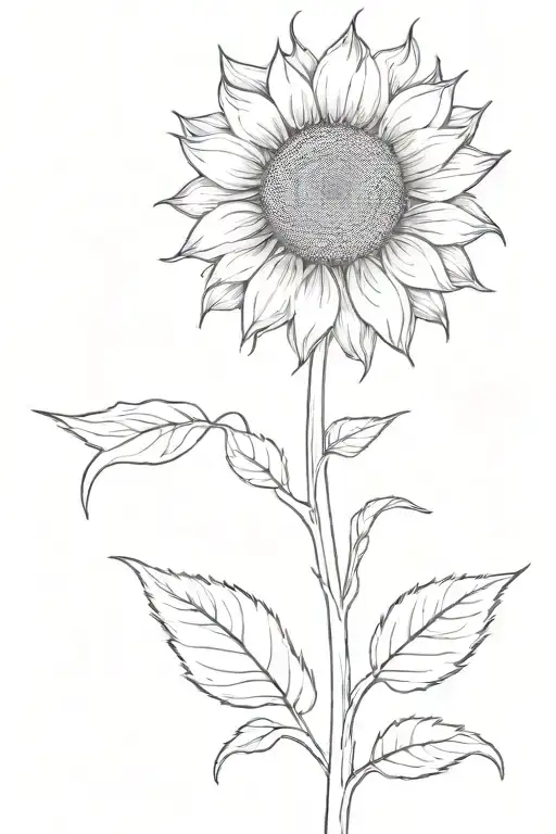 Long Stem Sunflower With Stem Growing