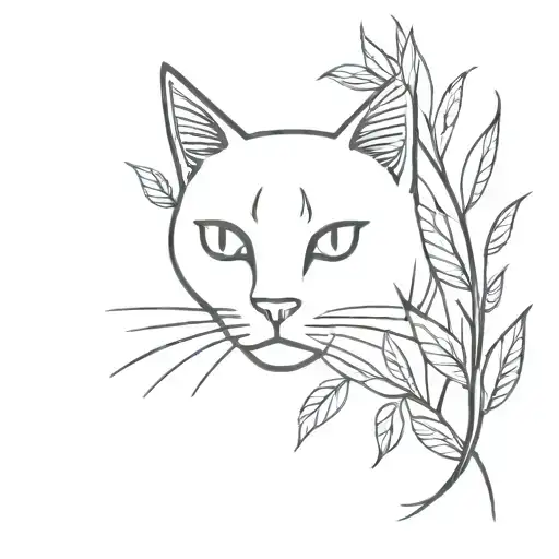 Black Cat Surrounded By Marijuana Leaves Growing