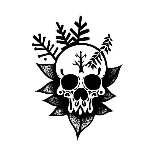 Skull With Trees Growing Out Of It