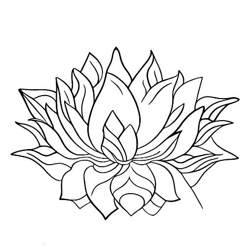 Lotus Flower With Crescent Moon
