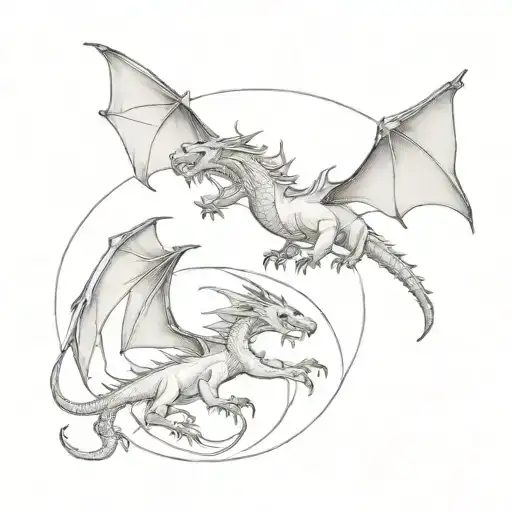 Two Dragon Couple Flying Together