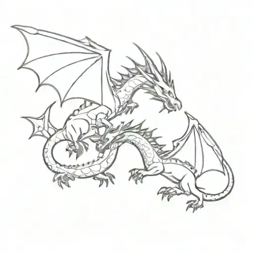 Two Dragon Couple Flying Together Symbolizing The Client's