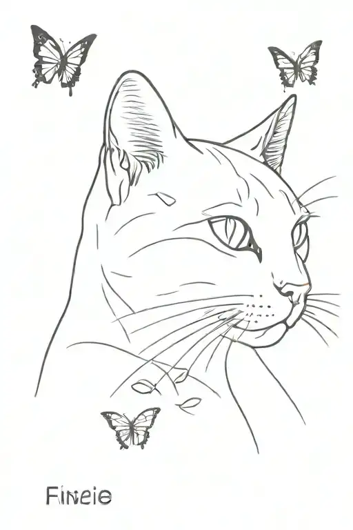 Cat With Butterfly On Nose And Combined With A Semicolon